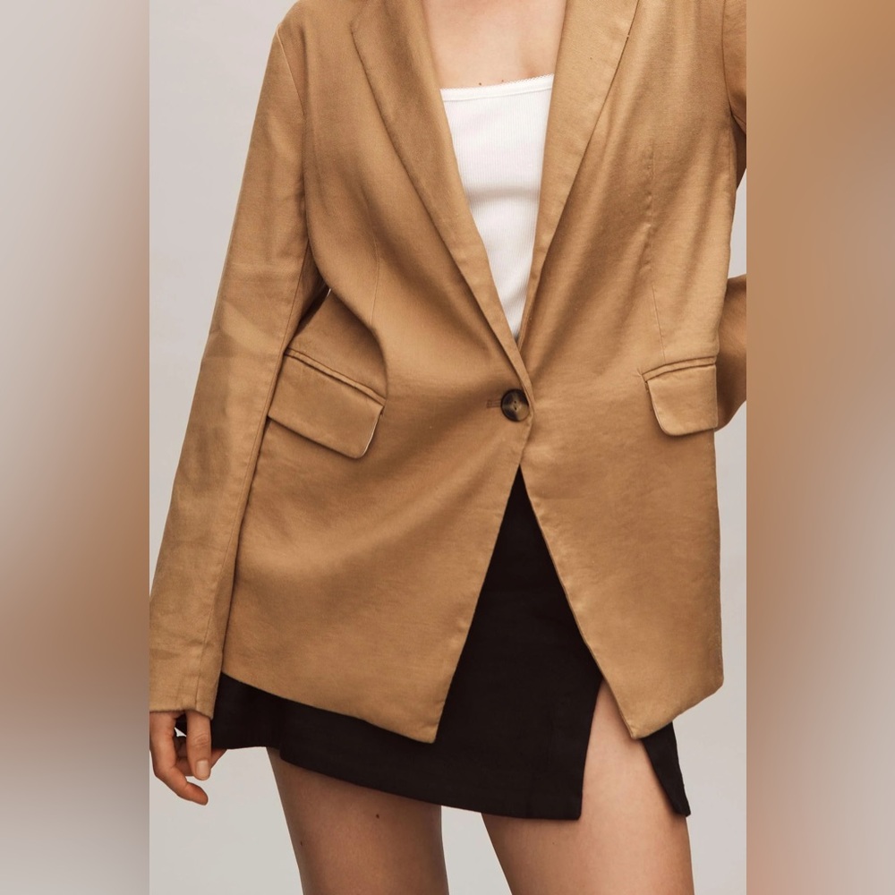 Anthropologie Maeve The Ettie Linen Blend Blazer Jacket | Size M